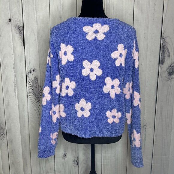 Art Class Fuzzy Flower Printed Sweater Purple Pink Floral Girls Size XXL (18) - Picture 7 of 9
